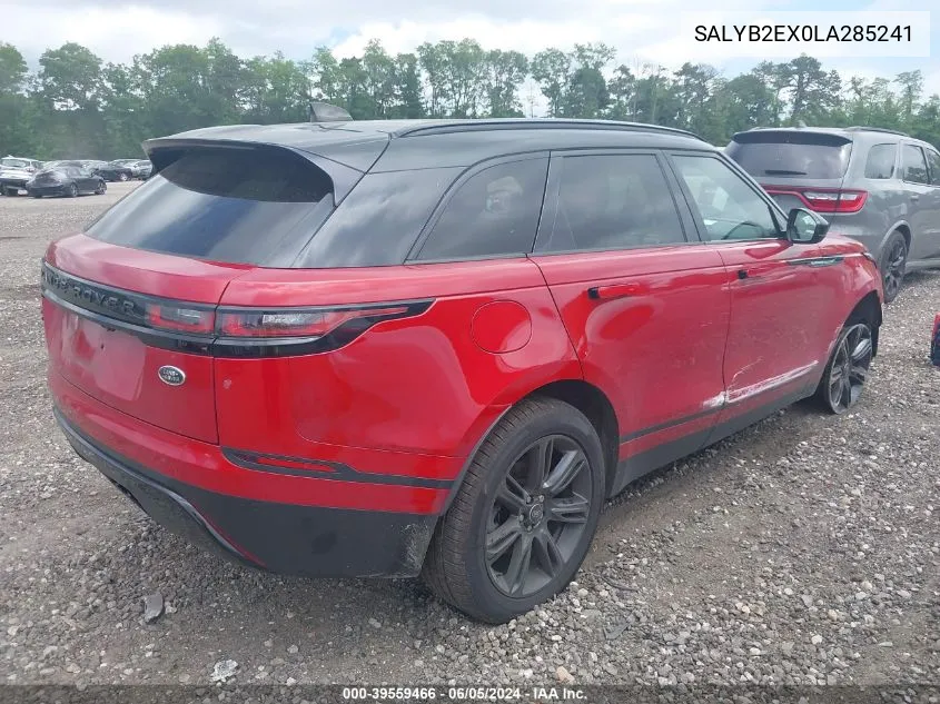 2020 Land Rover Range Rover Velar P250 S VIN: SALYB2EX0LA285241 Lot: 39559466