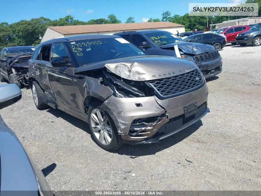 2020 Land Rover Range Rover Velar P340 R-Dynamic S VIN: SALYK2FV3LA274263 Lot: 39583055