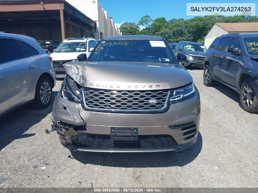 2020 Land Rover Range Rover Velar P340 R-Dynamic S VIN: SALYK2FV3LA274263 Lot: 39583055