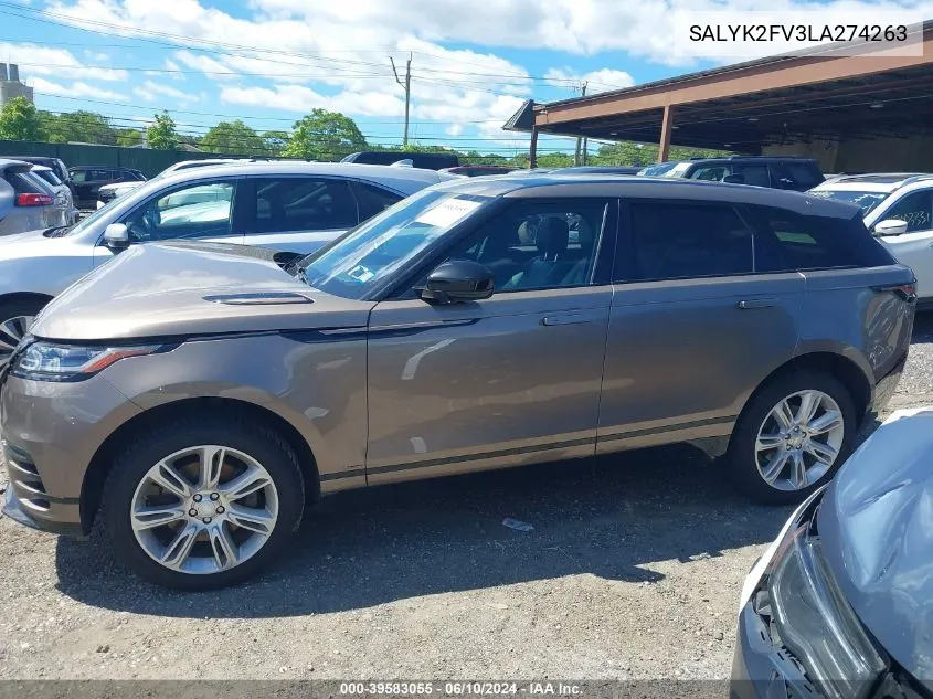 2020 Land Rover Range Rover Velar P340 R-Dynamic S VIN: SALYK2FV3LA274263 Lot: 39583055