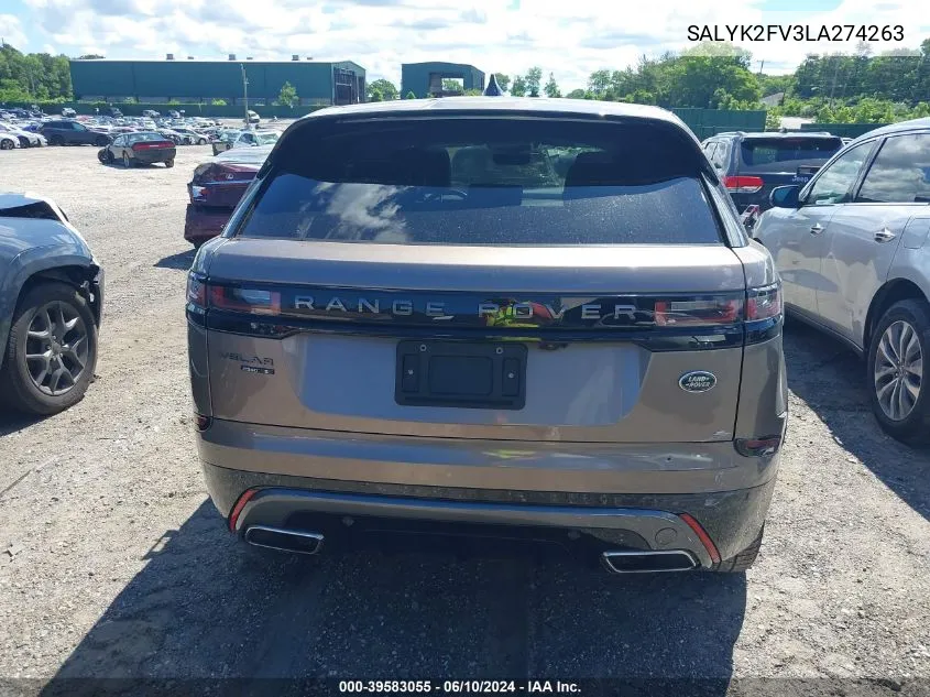 2020 Land Rover Range Rover Velar P340 R-Dynamic S VIN: SALYK2FV3LA274263 Lot: 39583055