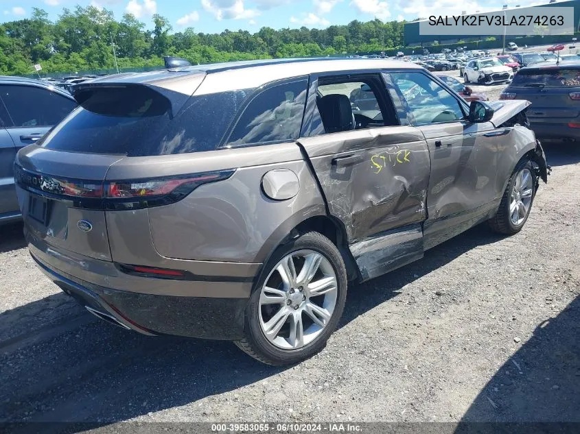 SALYK2FV3LA274263 2020 Land Rover Range Rover Velar P340 R-Dynamic S