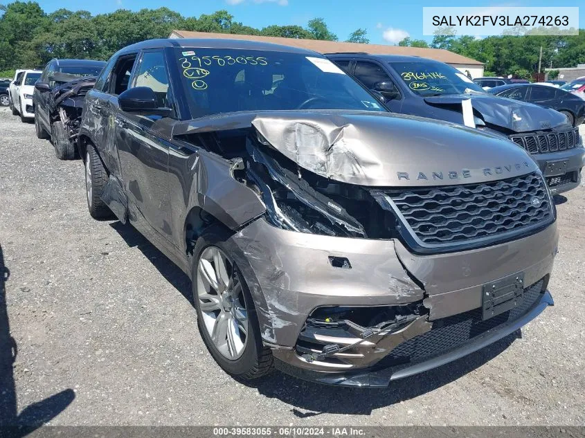 2020 Land Rover Range Rover Velar P340 R-Dynamic S VIN: SALYK2FV3LA274263 Lot: 39583055