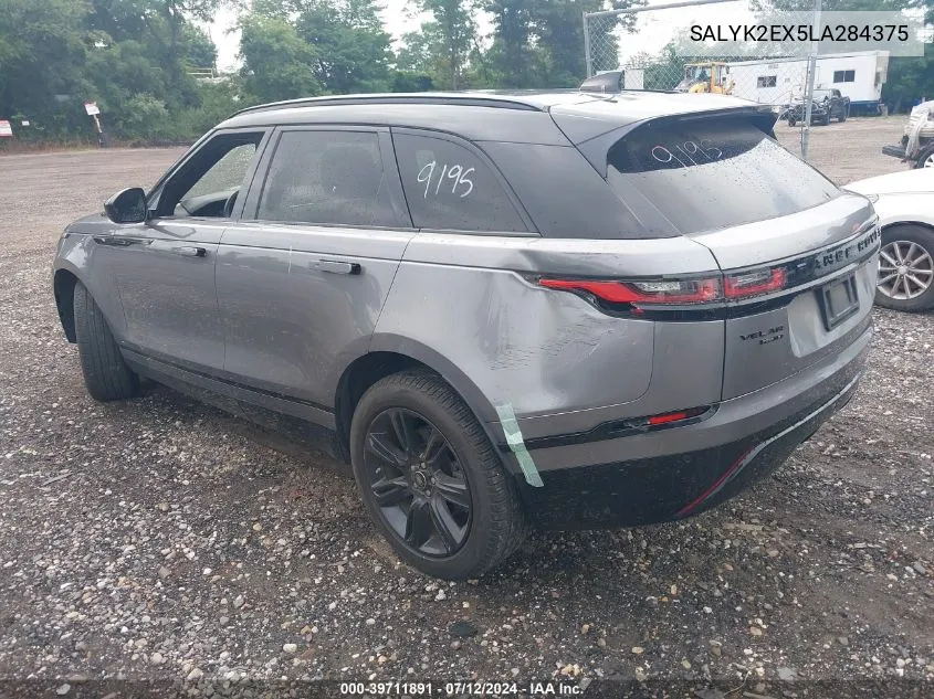 2020 Land Rover Range Rover Velar P250 R-Dynamic S VIN: SALYK2EX5LA284375 Lot: 39711891