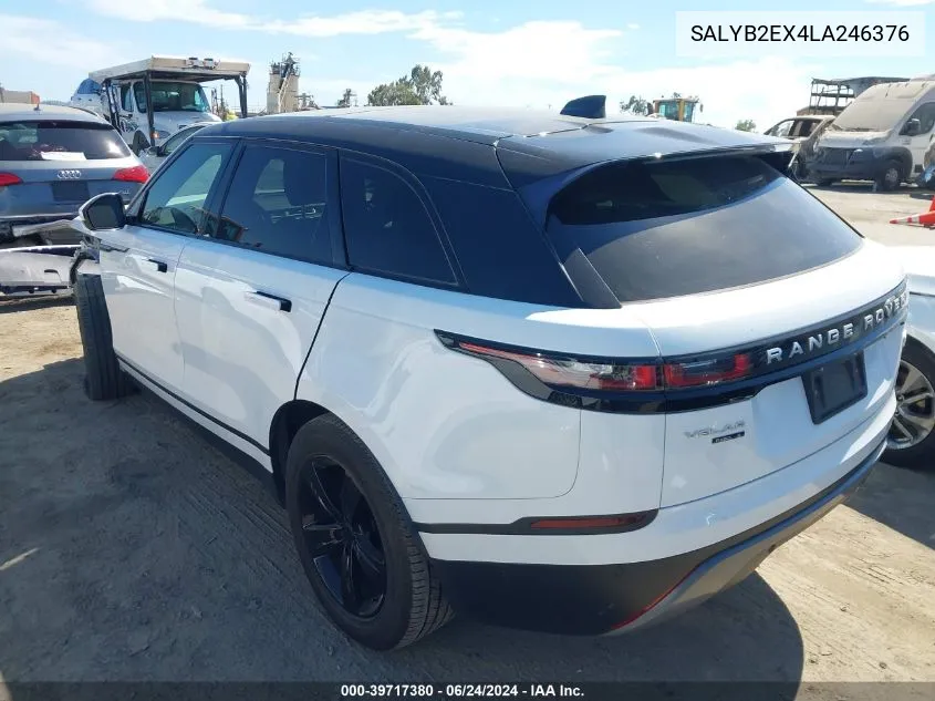 2020 Land Rover Range Rover Velar P250 S VIN: SALYB2EX4LA246376 Lot: 39717380