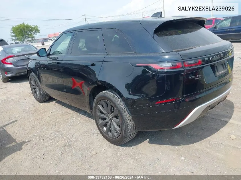 2020 Land Rover Range Rover Velar P250 R-Dynamic S VIN: SALYK2EX8LA239026 Lot: 39732158