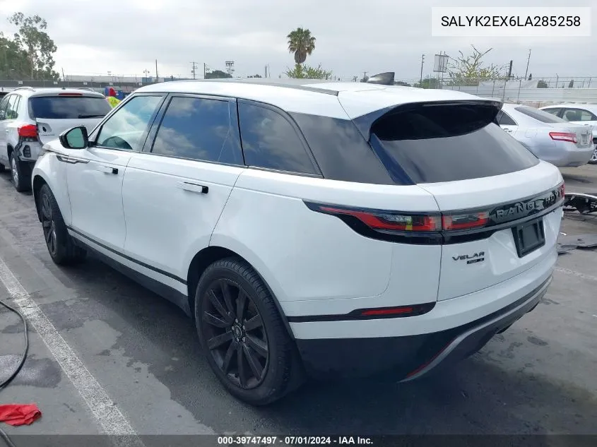 2020 Land Rover Range Rover Velar P250 R-Dynamic S VIN: SALYK2EX6LA285258 Lot: 39747497