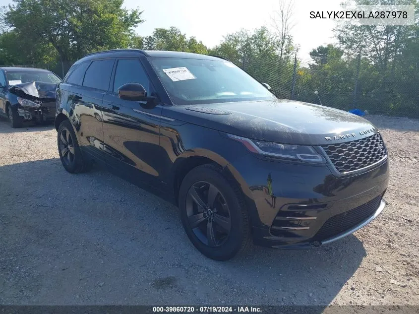 2020 Land Rover Range Rover Velar R-Dynamic S VIN: SALYK2EX6LA287978 Lot: 39860720