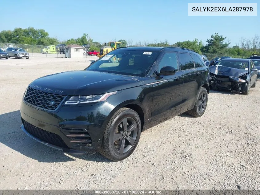 2020 Land Rover Range Rover Velar R-Dynamic S VIN: SALYK2EX6LA287978 Lot: 39860720