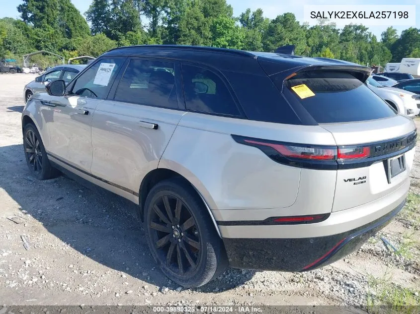 2020 Land Rover Range Rover Velar R-Dynamic S VIN: SALYK2EX6LA257198 Lot: 39890325