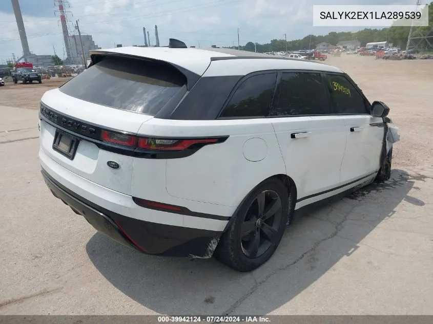 2020 Land Rover Range Rover Velar P250 R-Dynamic S VIN: SALYK2EX1LA289539 Lot: 39942124