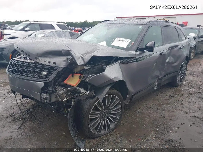 2020 Land Rover Range Rover Velar R-Dynamic S VIN: SALYK2EX0LA286261 Lot: 40048147