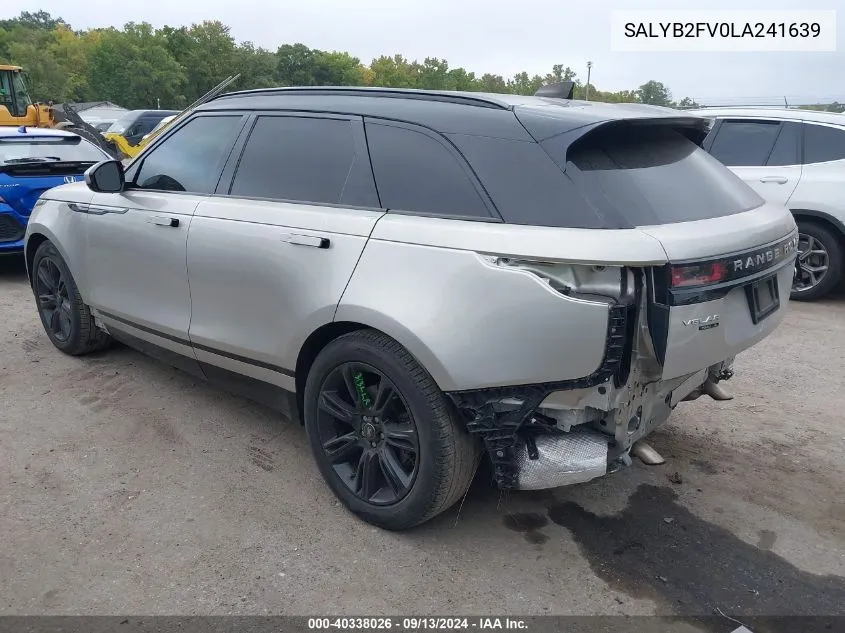 SALYB2FV0LA241639 2020 Land Rover Range Rover Velar S