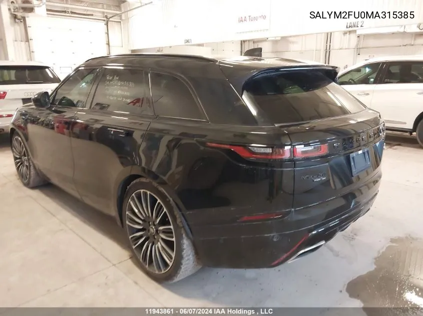 SALYM2FU0MA315385 2021 Land Rover Range Rover Velar