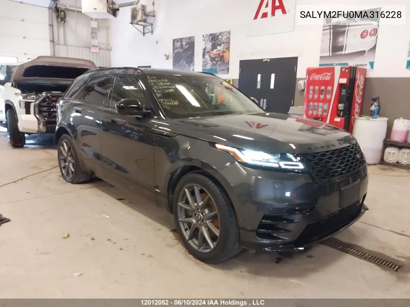 SALYM2FU0MA316228 2021 Land Rover Range Rover Velar