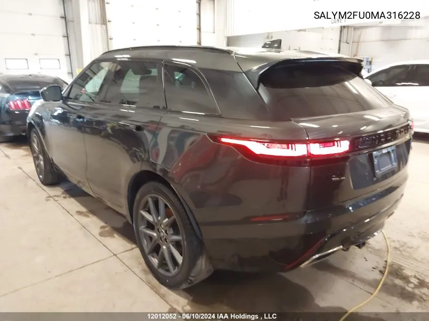 SALYM2FU0MA316228 2021 Land Rover Range Rover Velar