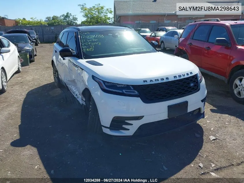 2021 Land Rover Range Rover Velar VIN: SALYM2FU8MA298643 Lot: 12034288