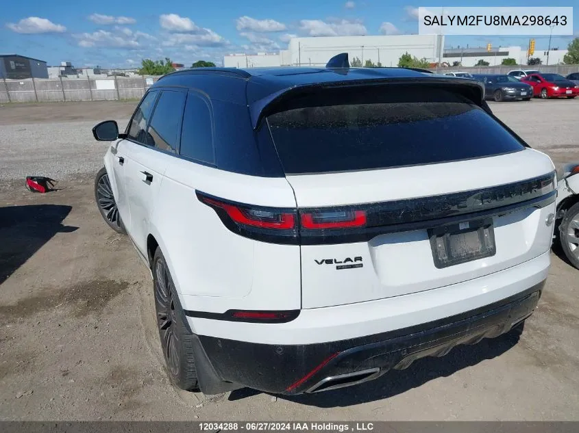 2021 Land Rover Range Rover Velar VIN: SALYM2FU8MA298643 Lot: 12034288