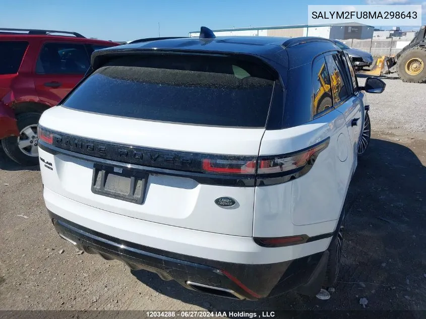 2021 Land Rover Range Rover Velar VIN: SALYM2FU8MA298643 Lot: 12034288