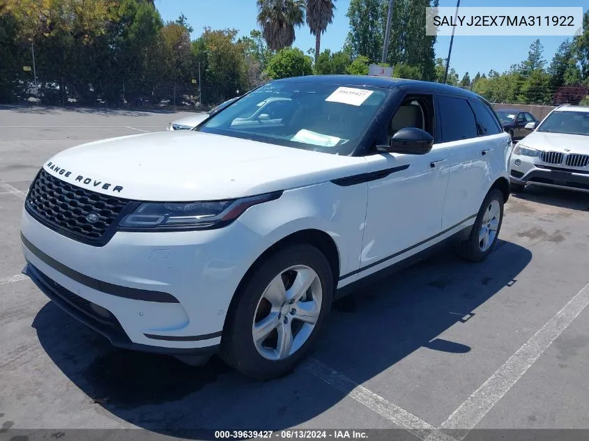 2021 Land Rover Range Rover Velar P250 S VIN: SALYJ2EX7MA311922 Lot: 39639427