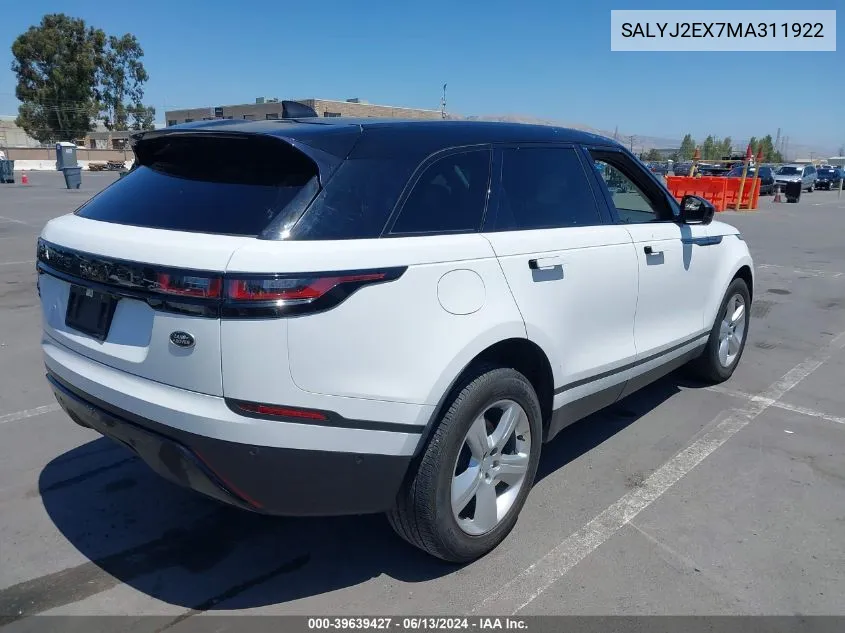 2021 Land Rover Range Rover Velar P250 S VIN: SALYJ2EX7MA311922 Lot: 39639427