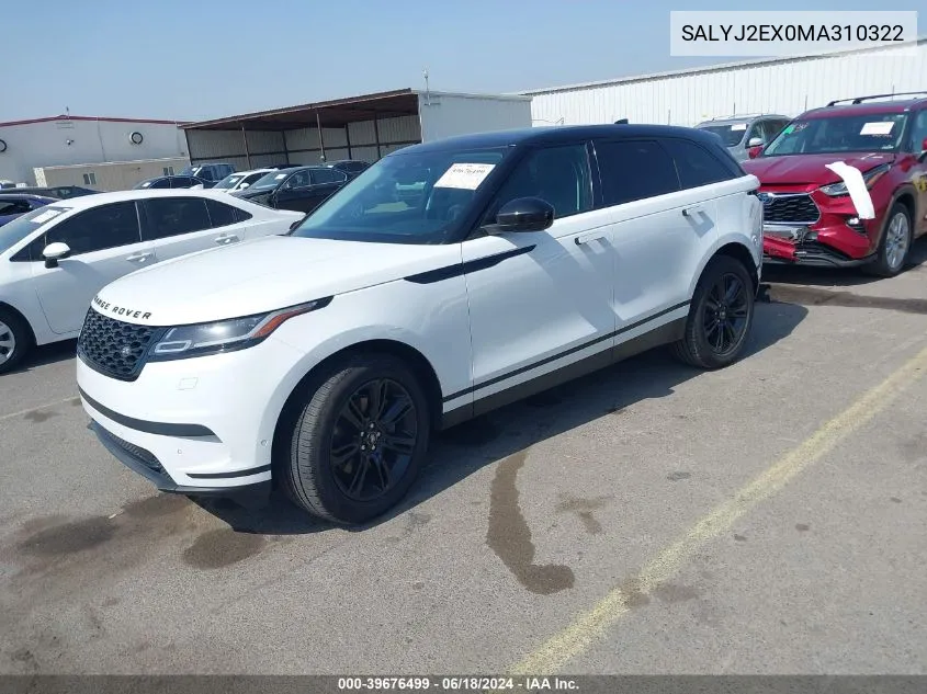 SALYJ2EX0MA310322 2021 Land Rover Range Rover Velar P250 S