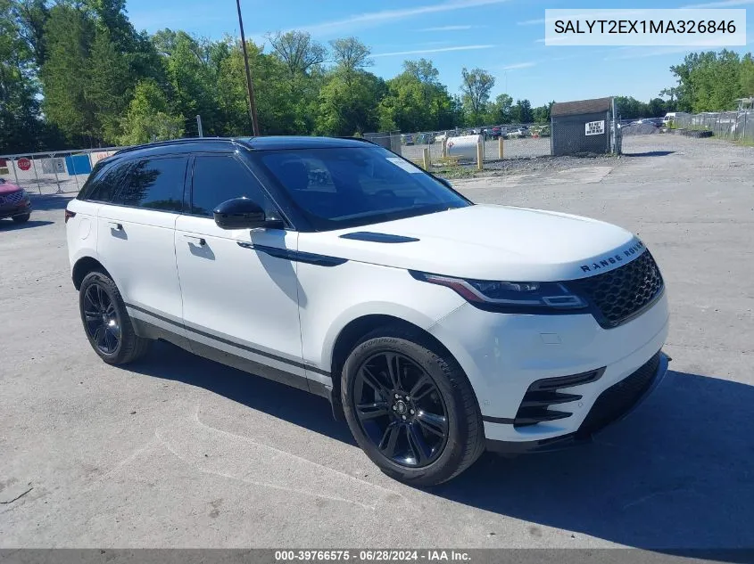 2021 Land Rover Range Rover Velar P250 R-Dynamic S VIN: SALYT2EX1MA326846 Lot: 39766575