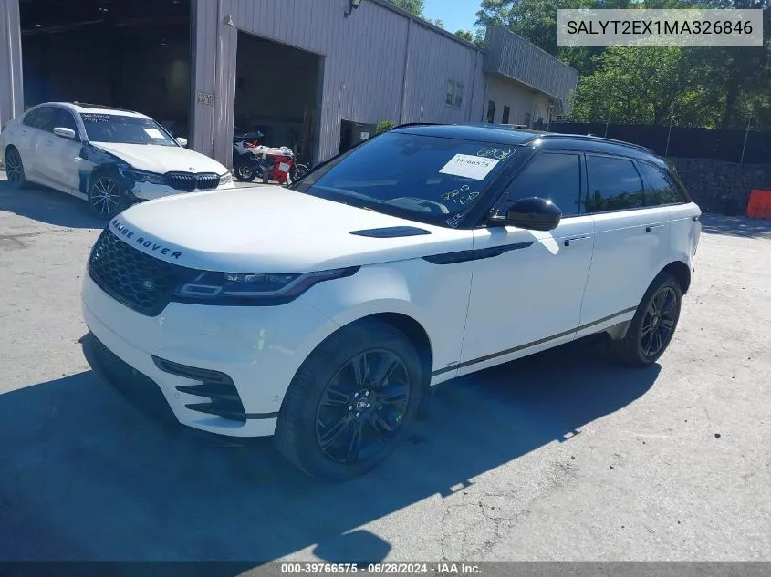 2021 Land Rover Range Rover Velar P250 R-Dynamic S VIN: SALYT2EX1MA326846 Lot: 39766575