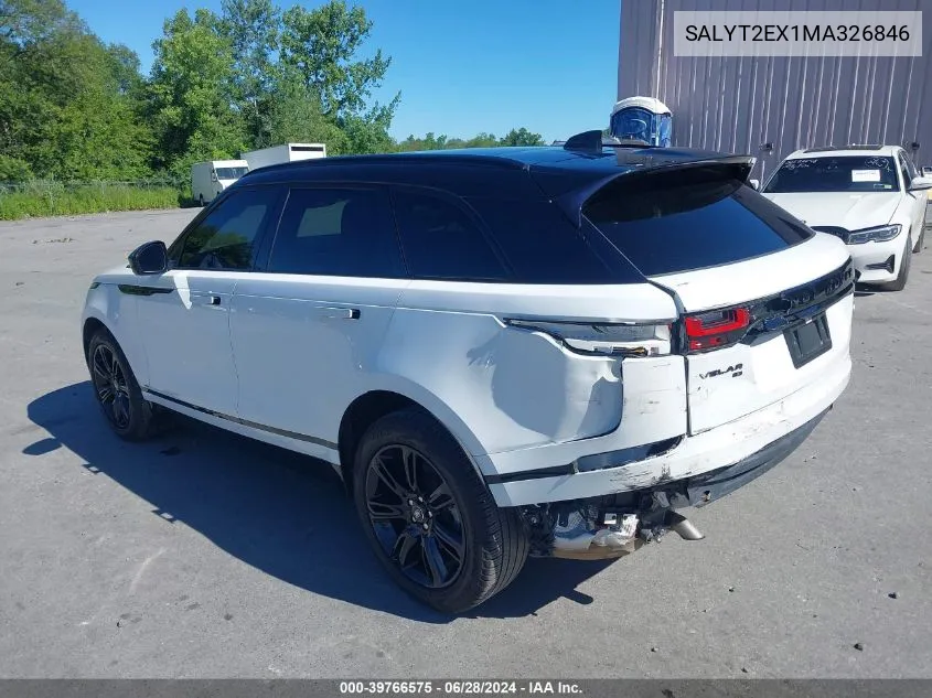 2021 Land Rover Range Rover Velar P250 R-Dynamic S VIN: SALYT2EX1MA326846 Lot: 39766575