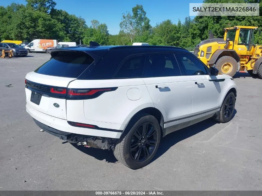 2021 Land Rover Range Rover Velar P250 R-Dynamic S VIN: SALYT2EX1MA326846 Lot: 39766575