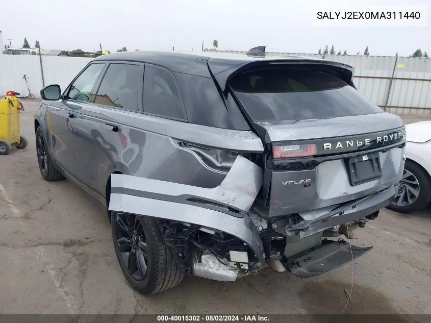 2021 Land Rover Range Rover Velar P250 S VIN: SALYJ2EX0MA311440 Lot: 40015302