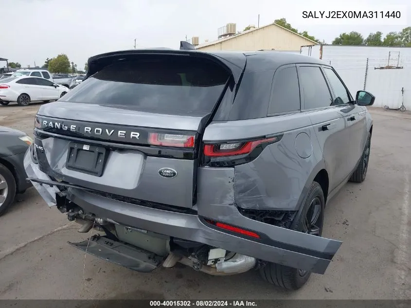 2021 Land Rover Range Rover Velar P250 S VIN: SALYJ2EX0MA311440 Lot: 40015302