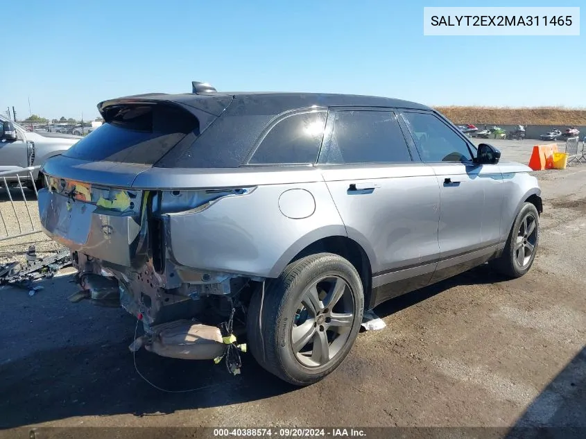 2021 Land Rover Range Rover Velar P250 R-Dynamic S VIN: SALYT2EX2MA311465 Lot: 40388574