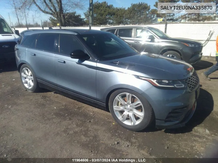 2022 Land Rover Range Rover Velar R-Dynamic S VIN: SALYT2EU0NA335870 Lot: 11964606