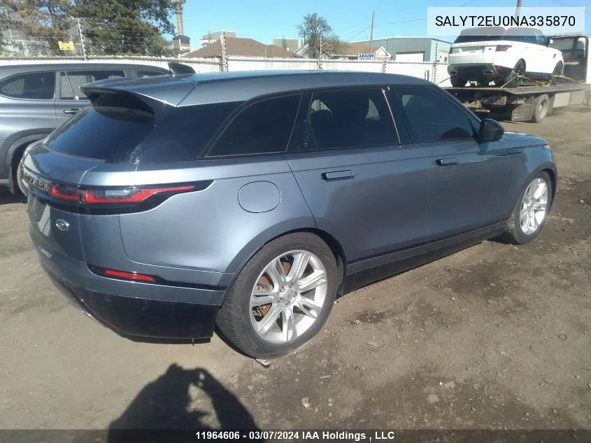 2022 Land Rover Range Rover Velar R-Dynamic S VIN: SALYT2EU0NA335870 Lot: 11964606