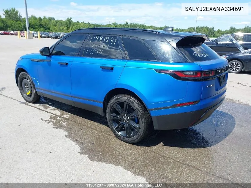 SALYJ2EX6NA334691 2022 Land Rover Range Rover Velar