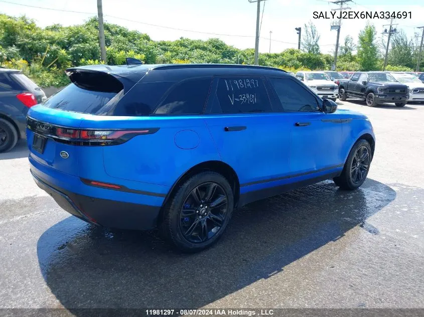 SALYJ2EX6NA334691 2022 Land Rover Range Rover Velar