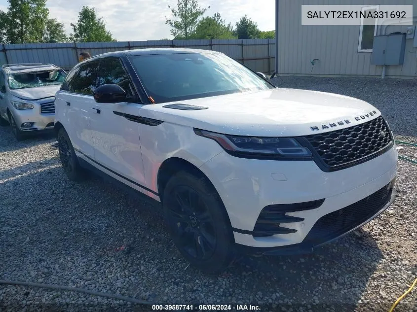 2022 Land Rover Range Rover Velar P250 R-Dynamic S VIN: SALYT2EX1NA331692 Lot: 39587741