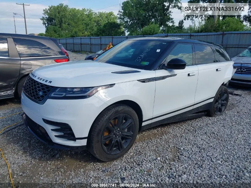 2022 Land Rover Range Rover Velar P250 R-Dynamic S VIN: SALYT2EX1NA331692 Lot: 39587741