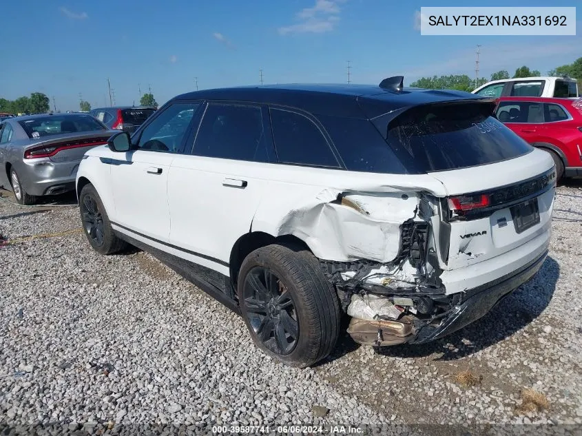 2022 Land Rover Range Rover Velar P250 R-Dynamic S VIN: SALYT2EX1NA331692 Lot: 39587741