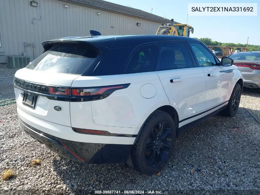 2022 Land Rover Range Rover Velar P250 R-Dynamic S VIN: SALYT2EX1NA331692 Lot: 39587741