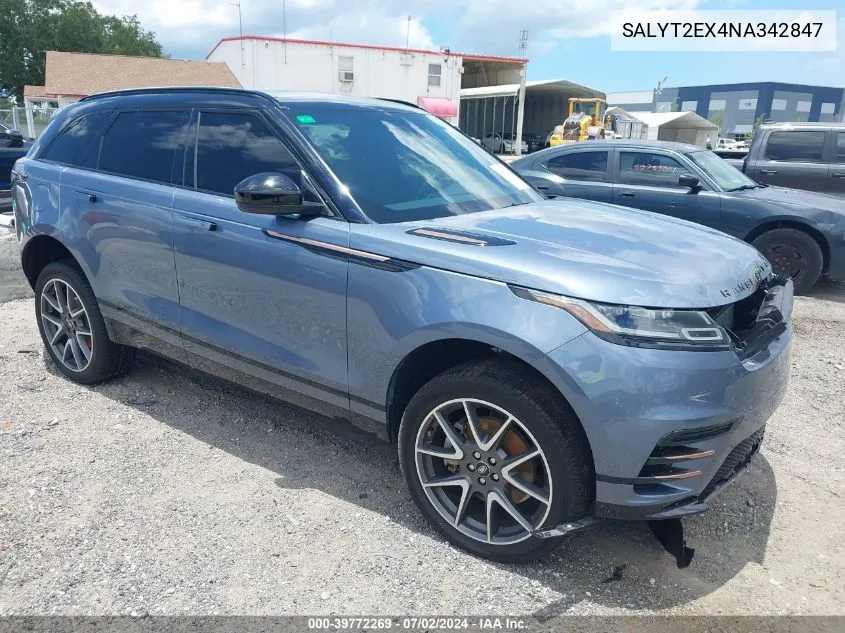 2022 Land Rover Range Rover Velar P250 R-Dynamic S VIN: SALYT2EX4NA342847 Lot: 39772269