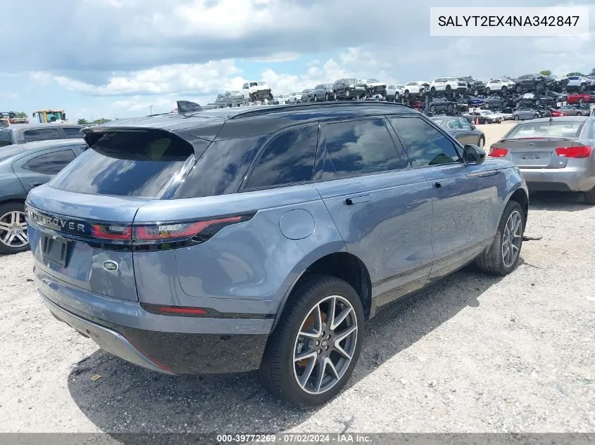 2022 Land Rover Range Rover Velar P250 R-Dynamic S VIN: SALYT2EX4NA342847 Lot: 39772269