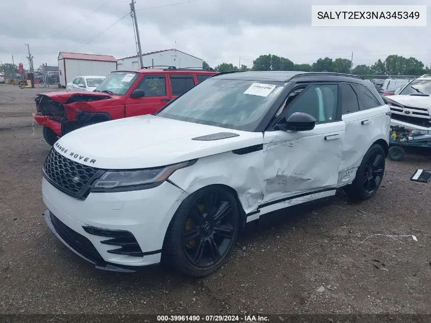 2022 Land Rover Range Rover Velar P250 R-Dynamic S VIN: SALYT2EX3NA345349 Lot: 39961490