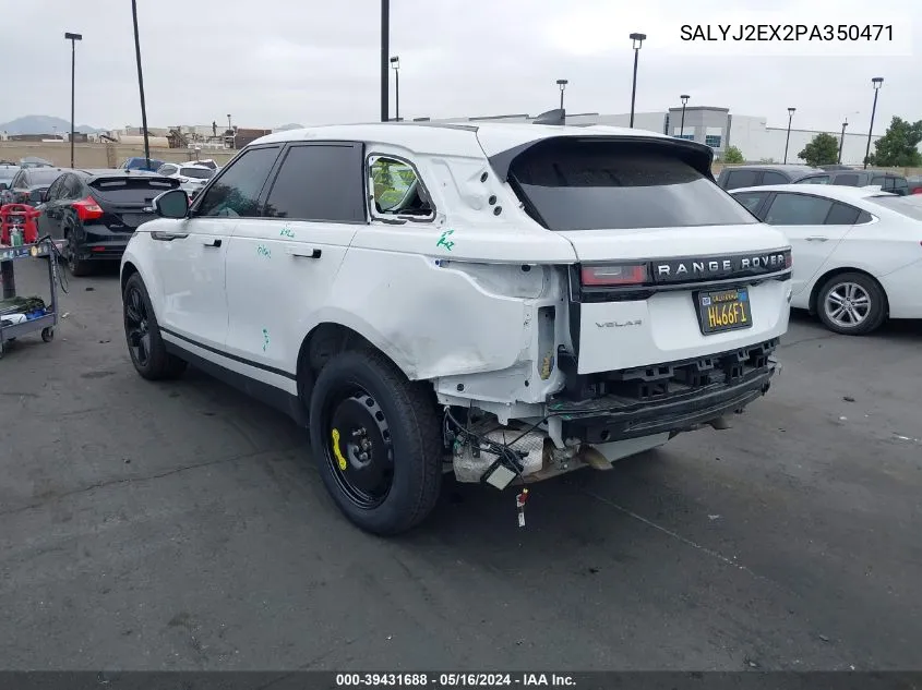 2023 Land Rover Range Rover Velar P250 S VIN: SALYJ2EX2PA350471 Lot: 39431688