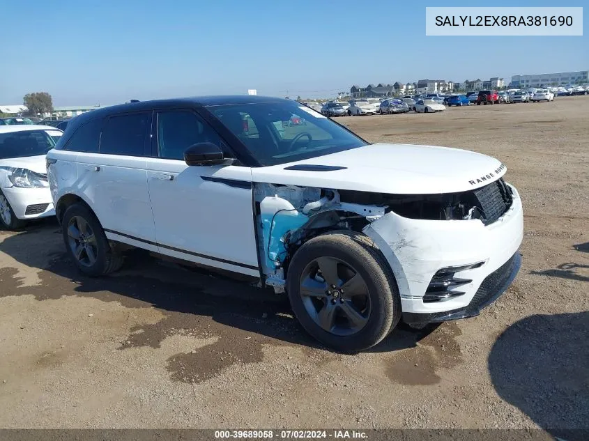 2024 Land Rover Range Rover Velar P250 Dynamic Se VIN: SALYL2EX8RA381690 Lot: 39689058