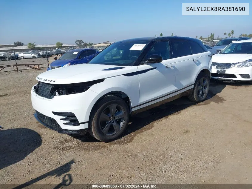 2024 Land Rover Range Rover Velar P250 Dynamic Se VIN: SALYL2EX8RA381690 Lot: 39689058