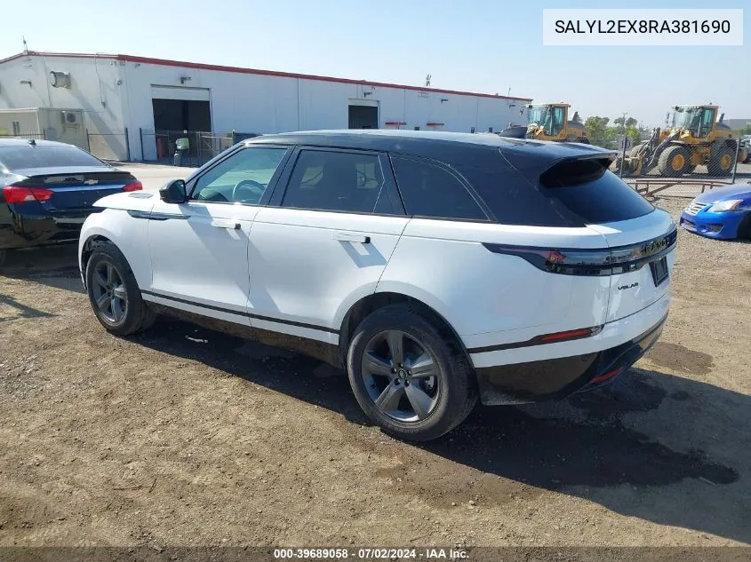 2024 Land Rover Range Rover Velar P250 Dynamic Se VIN: SALYL2EX8RA381690 Lot: 39689058