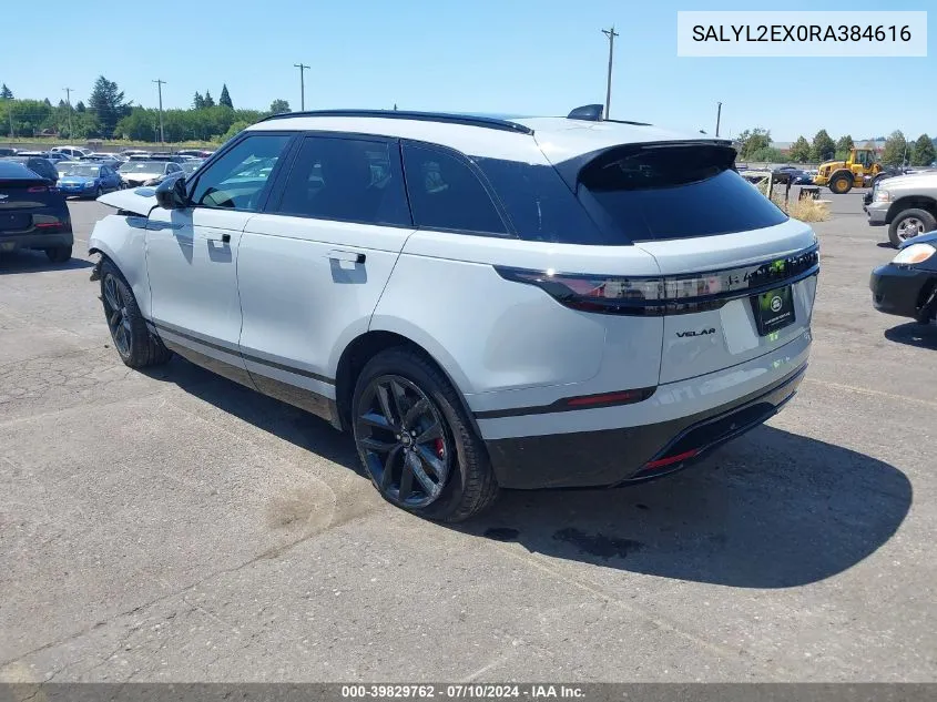 2024 Land Rover Range Rover Velar P250 Dynamic Se VIN: SALYL2EX0RA384616 Lot: 39829762