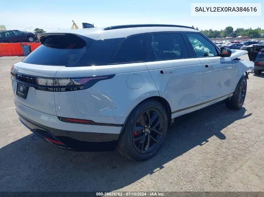 2024 Land Rover Range Rover Velar P250 Dynamic Se VIN: SALYL2EX0RA384616 Lot: 39829762